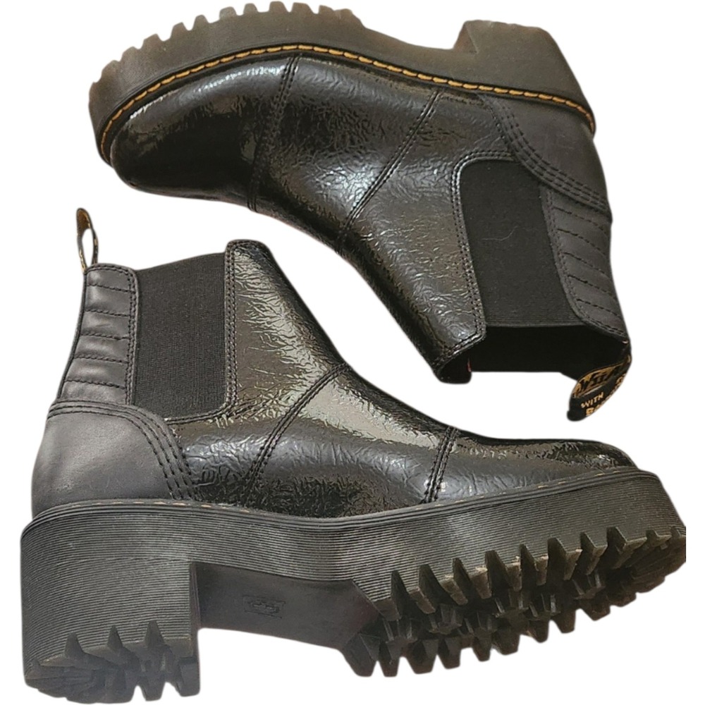 Dr.‎ Martens Rozalie Black Patent Leather Platform Chelsea Boots US 8 Womens - Picture 4 of 6